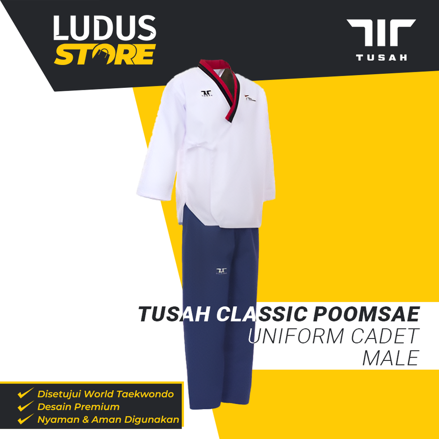 Tusah Terra Dobok Poomsae Cadet Male Seragam Taekwondo Junior Putra