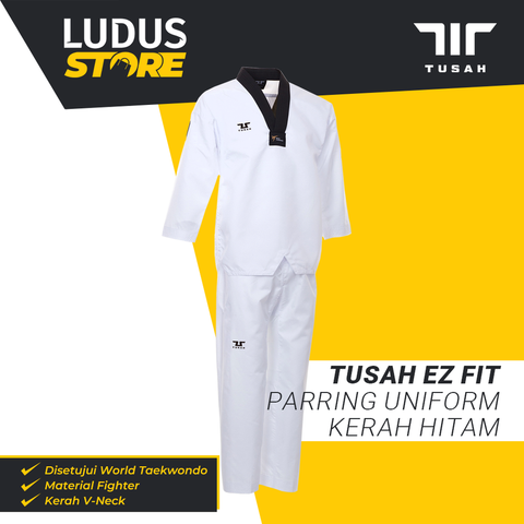 Tusah EZ Fit Dobok Sparring Seragam Taekwondo Black V-Neck